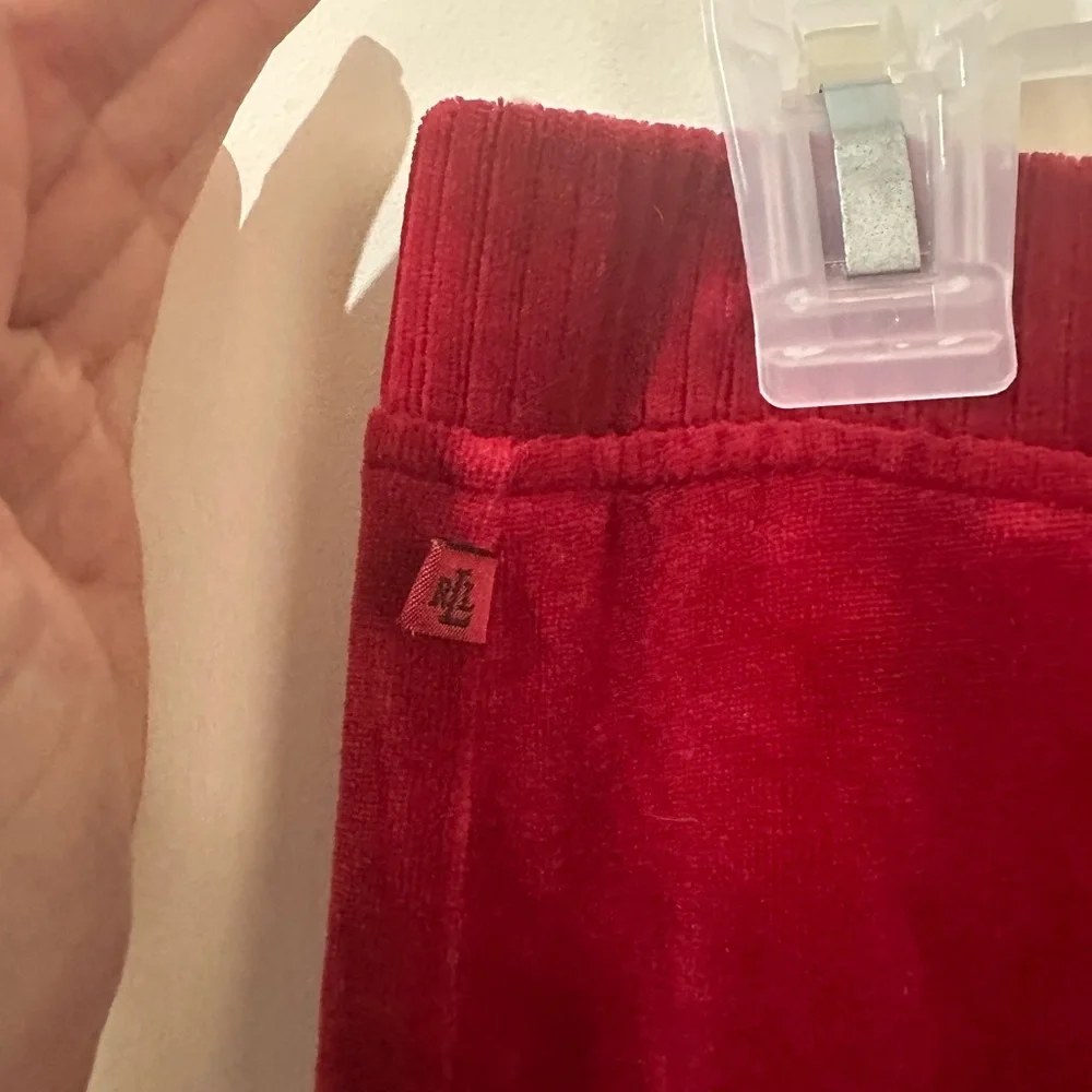 Lauren Ralph Lauren Small Red Velvet Velour Track Pants Athleisure